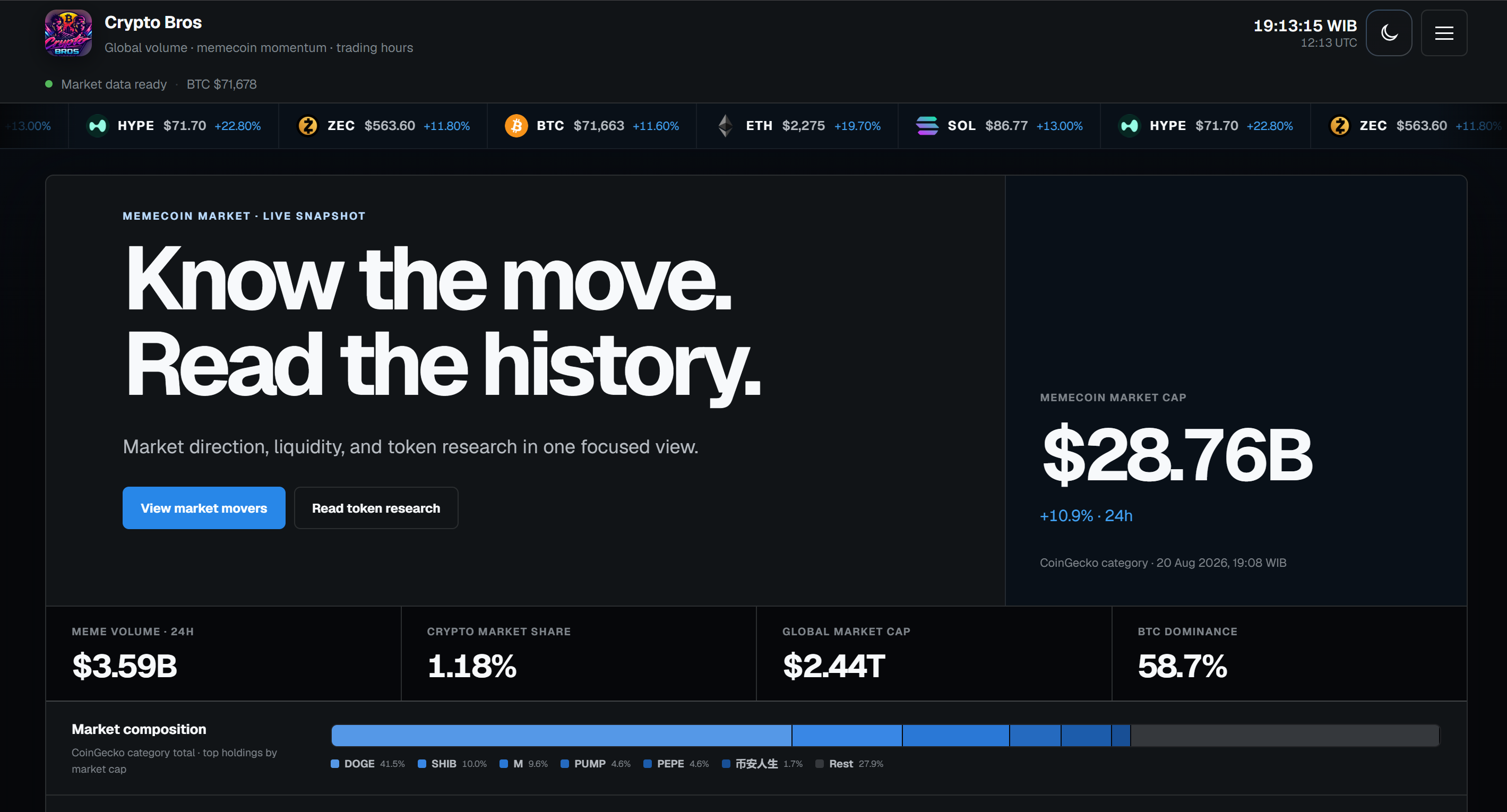 Preview of Cryptobros website