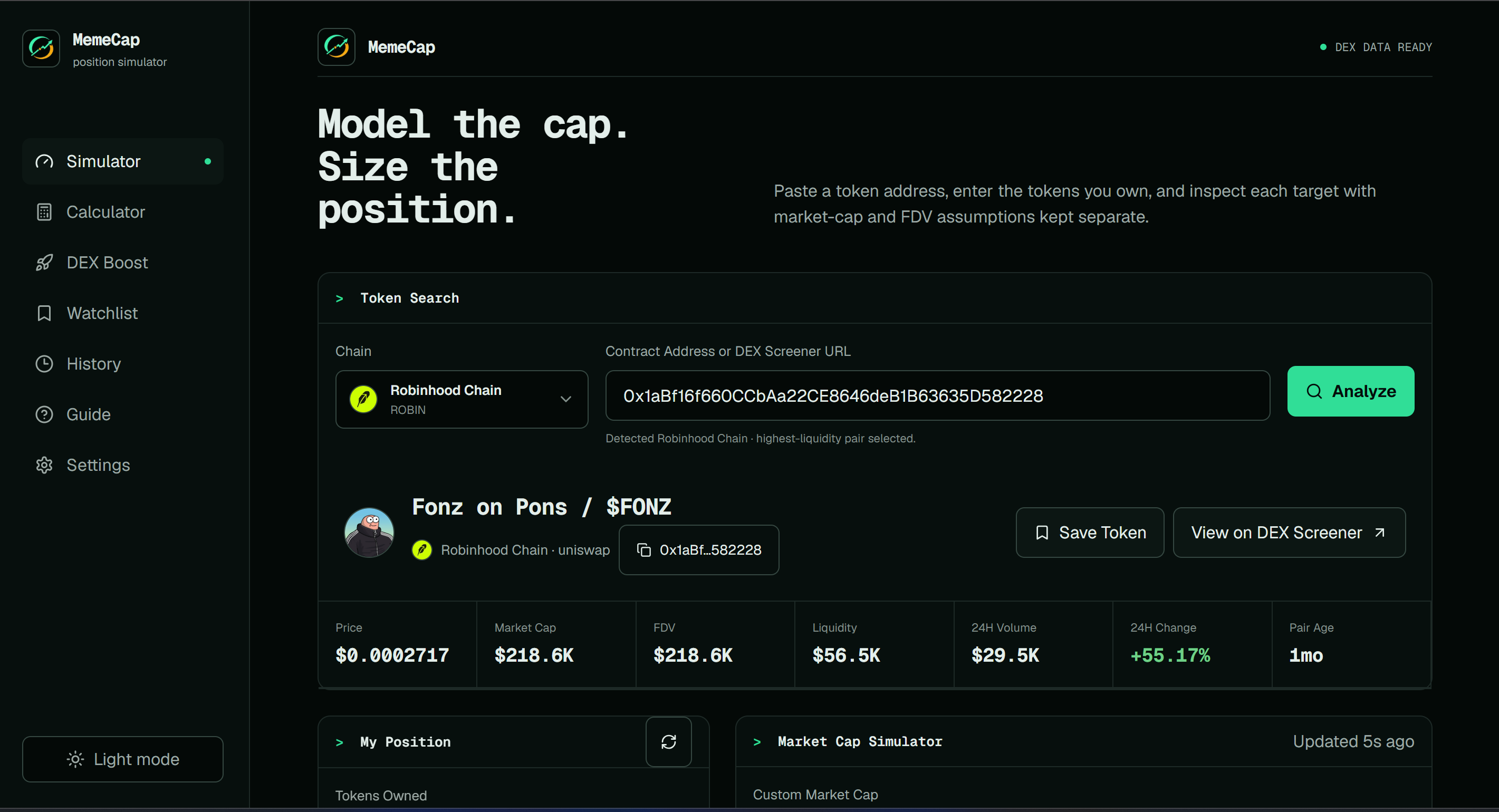 Preview of MemeCap website