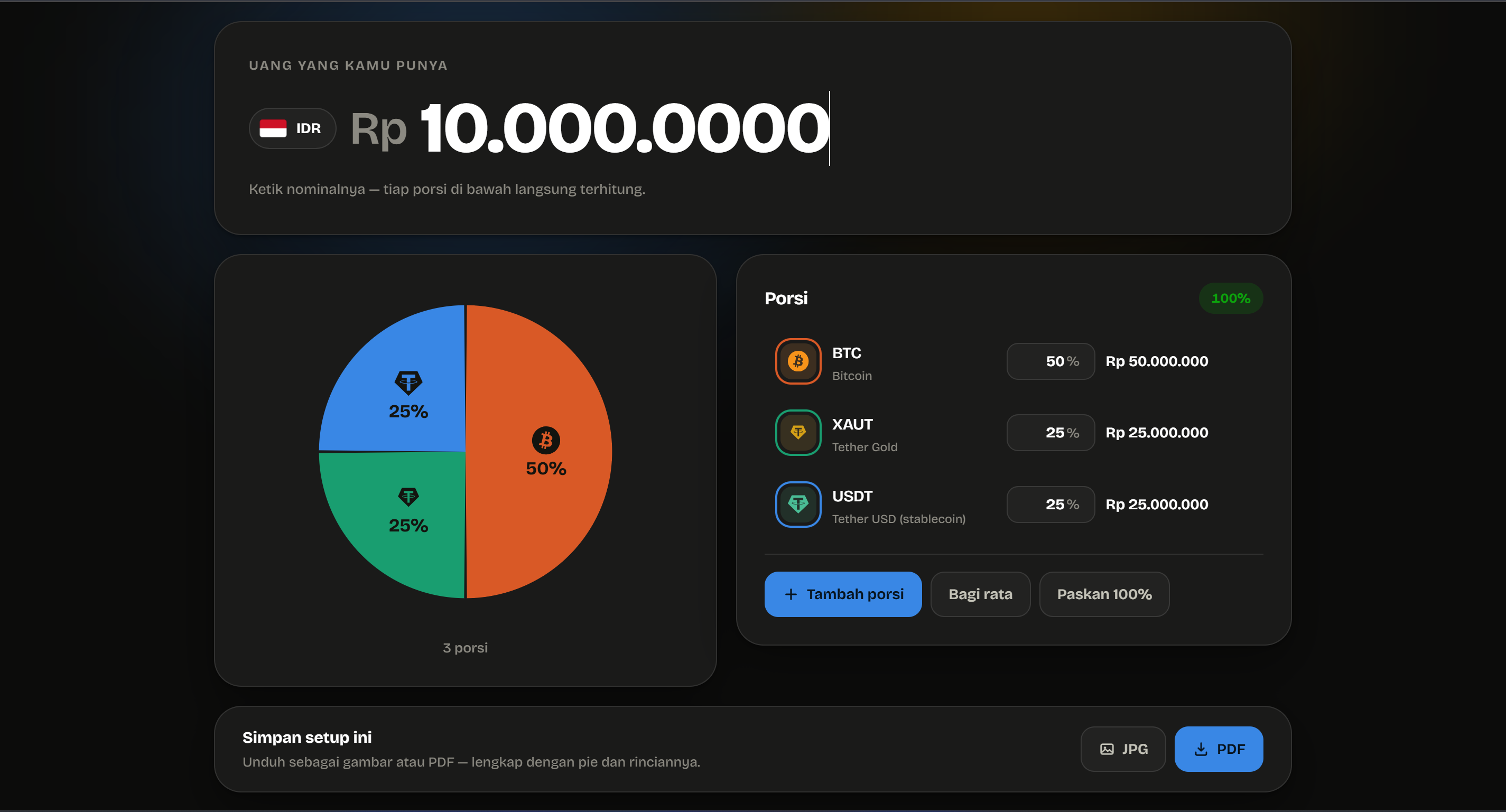 Preview of Rebalance Portofolio website