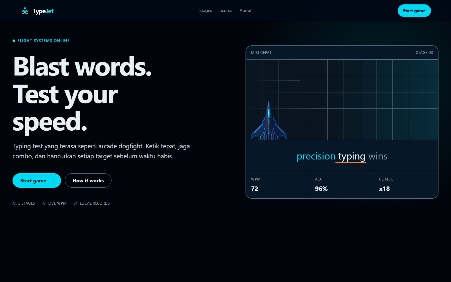 Preview of TypeJet website
